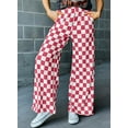 thumbnail image 4 of Womens Casual Checkered Pants Elastic Waist Comfy Loose Wide Leg Pants with Pockets, 4 of 8