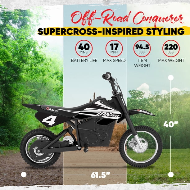 Razor MX650 Dirt Rocket Bike Electric Ride-On, Black - Walmart.com