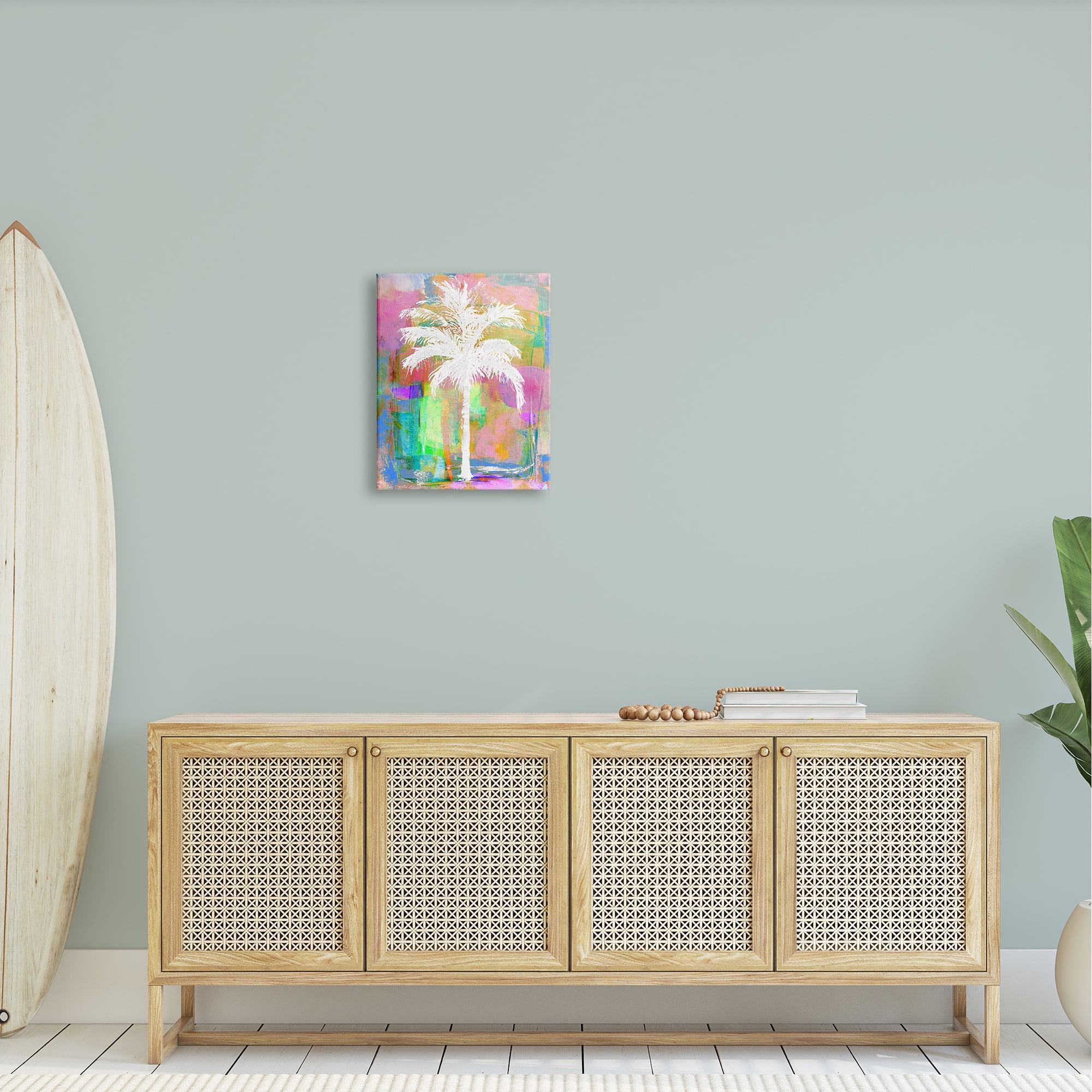 Stupell Industries Modern Palm Tree Silhouette Vivid Blocked Hues Painting Gallery Wrapped Canvas Print Wall Art, Design by Kristen Dew