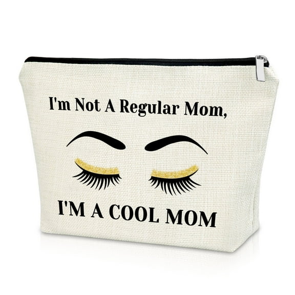 Mothers Day Gift from Daughter Son Funny Mother Gift Makeup Bag Best Mom Ever Birthday Gift Future Mom Valentines Day Gift for Women Her I'm Not A Regular Mom I'm A Cool Mom Cosmetic Travel Bag Gift