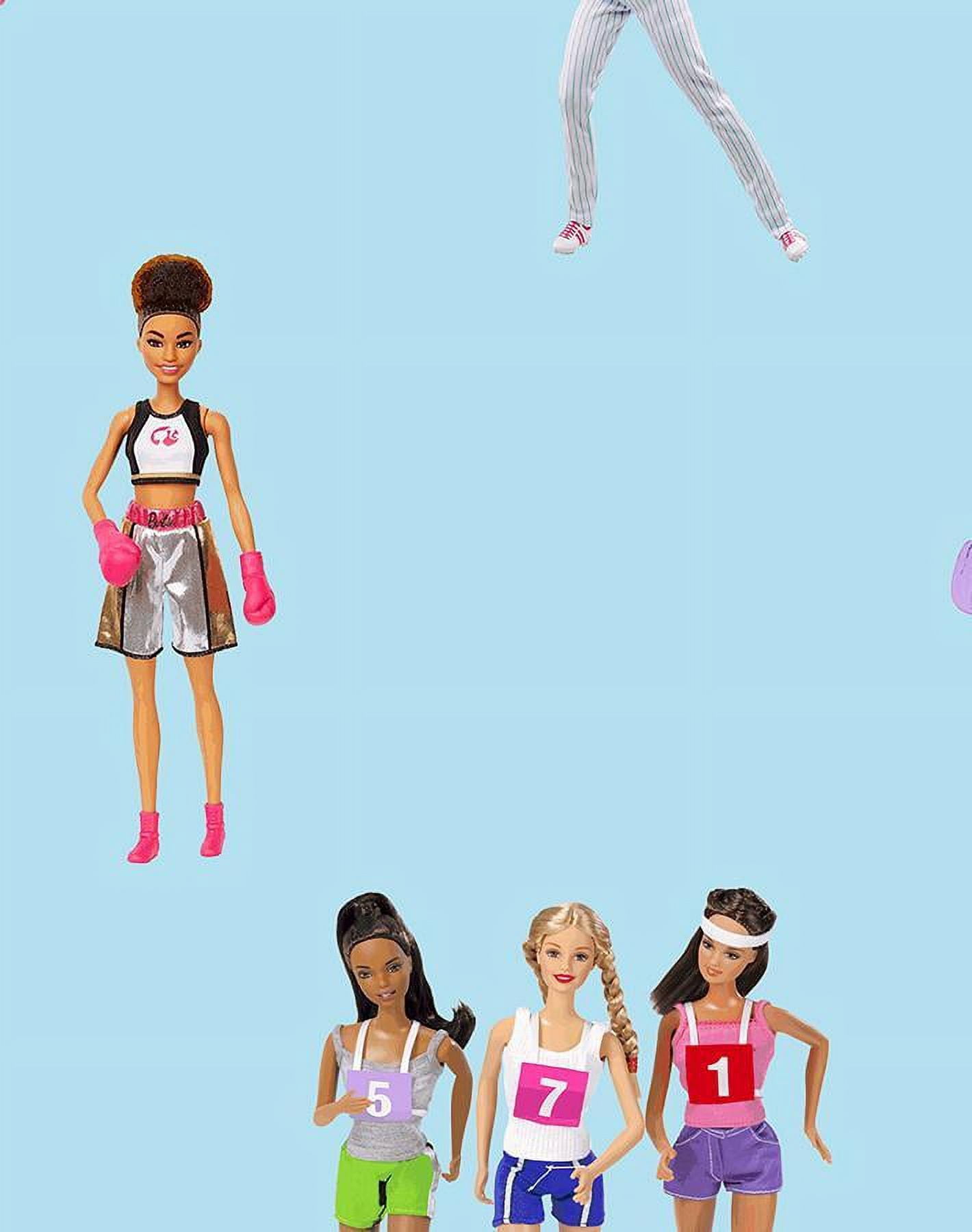 Barbie the Athlete Removable Vinyl Wallpaper, Baby Blue