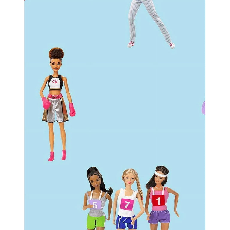 Barbie the Athlete Removable Vinyl Wallpaper, Baby Blue