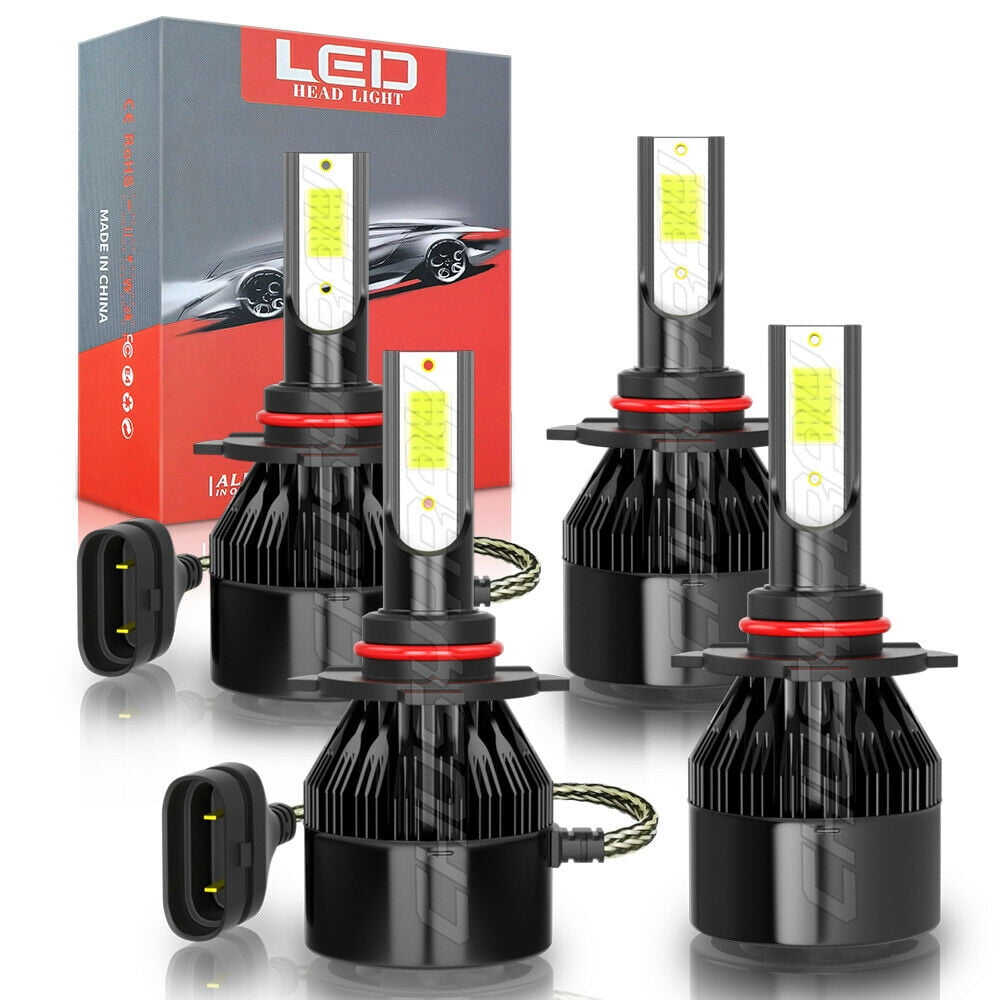 Combo LED Headlight Bulbs for GMC Sierra 1500 2500HD 2001-2006 9005 9006 Hi-low