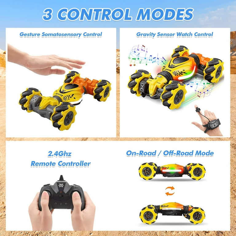 RC Stunt Car Transformer Toy Car Remote Control Stunt for Boy 8 12 Gesture Sensing Twist Car with Music Hand Controlled RC Car for Kids RC Drift Car