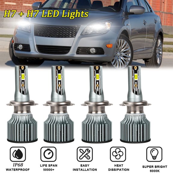 SHENKENUO For Suzuki Kizashi 2010-2013 4PCS H7 H7 LED Combo Headlights High/Low Beam Bulbs
