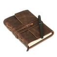 thumbnail image 6 of Handmade Full Grain Leather Journal with Lined Paper – 8 × 6″ Writing Notebook & Luxury Pen, Refillable Diary for Men & Women, 6 of 7