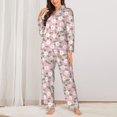 thumbnail image 2 of JUNZAN Daisies Flowers Print Womens Pajama Sets,Long Sleeve Button Down for Women Pjs 2 piece, 2 of 7