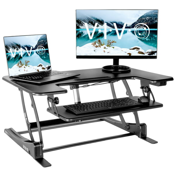 Vivo Black Electric Height Adjustable Stand Up Desk Converter