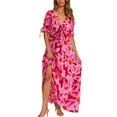 thumbnail image 1 of DEELLEEO Femmes Été Boho Robe Florale Étagé Fête Plage Maxi Robes, 1 of 6
