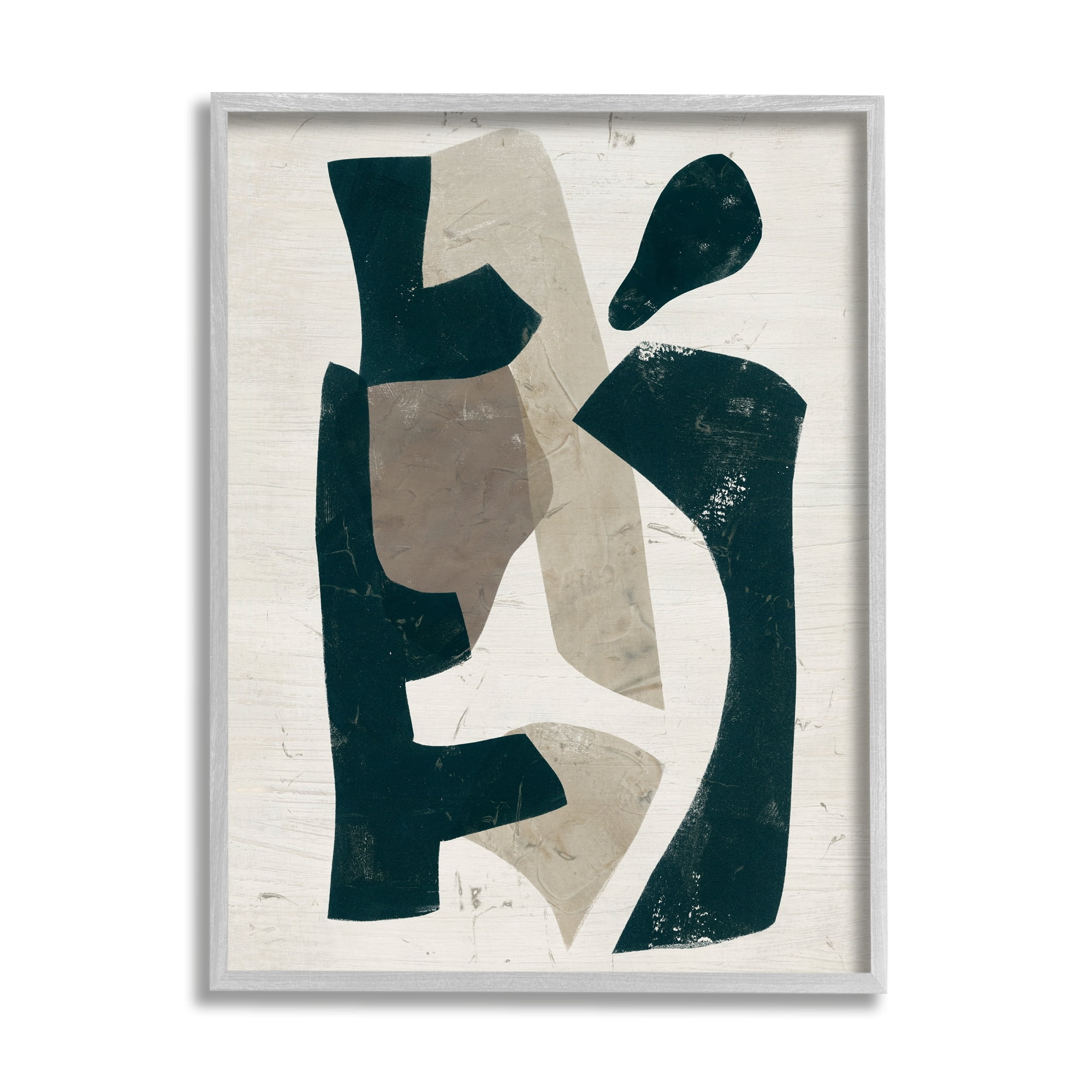 Stupell Industries Black & Brown Geometric Shapes Abstract Weathered Pattern Painting Gray Framed Art Print Wall Art, Design by June Erica Vess