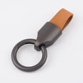 thumbnail image 1 of Llavero de piel de vaca esmerilada con colgante de metal para coche, llavero de cuero de color liso, 1 of 6