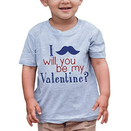 

7 ate 9 Apparel Kids Mustache Happy Valentine s Day T-Shirt Grey