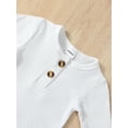 thumbnail image 5 of Jxzom Newborn Baby Boy Girl Clothes Ribbed Romper Solid Long Sleeve Knit Bodysuit Jumpsuit Hat 2Pcs Coming Home Outfit, 5 of 8