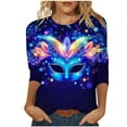 thumbnail image 2 of Aloohaidyvio Mardi Gras Clothing ,Womens 3/4 Sleeve Blouses Round Neck Casual Mardi Gras Tunic Tops, 2 of 5
