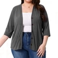 thumbnail image 2 of Casual Cardigans for Women Solid Color Plus Size Cardigan With Three-quarter Sleeves for Daily Wear, 2 of 7