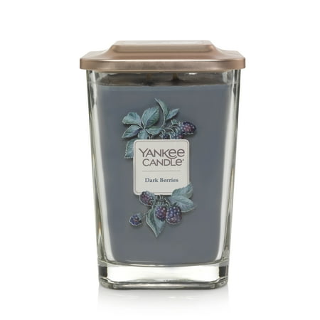 Yankee Candle Elevation Collection with Platform Lid Large 2-Wick Square Candle, Dark Berries