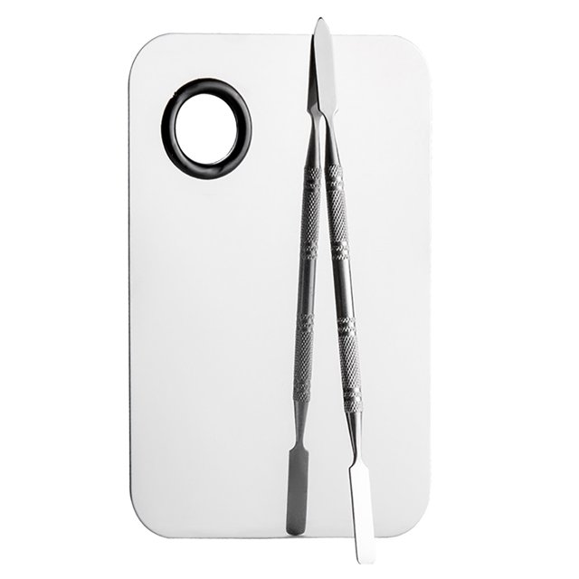 Palette de Mélange de Maquillage en Acier Inoxydable, Palette Cosmétique de Maquillage avec Spatule