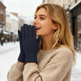 thumbnail image 2 of Bmisegm Mens Winter Warm Gloves Woolen Knitted Touchscreen Winter Thickened Outdoor Cold Proof Warm Mittens Navy, 2 of 5