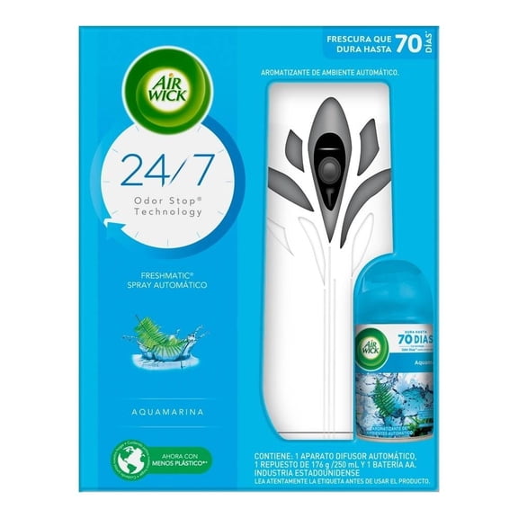 Aromatizante ambiental Air Wick automático acquamarina aparato y repuesto de 250 ml