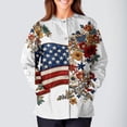 thumbnail image 4 of Women's Casual Fashion Long-Sleeve Stand-Up Collar Single-Button Independence Day Print Workwear Jacket Red L, 4 of 5