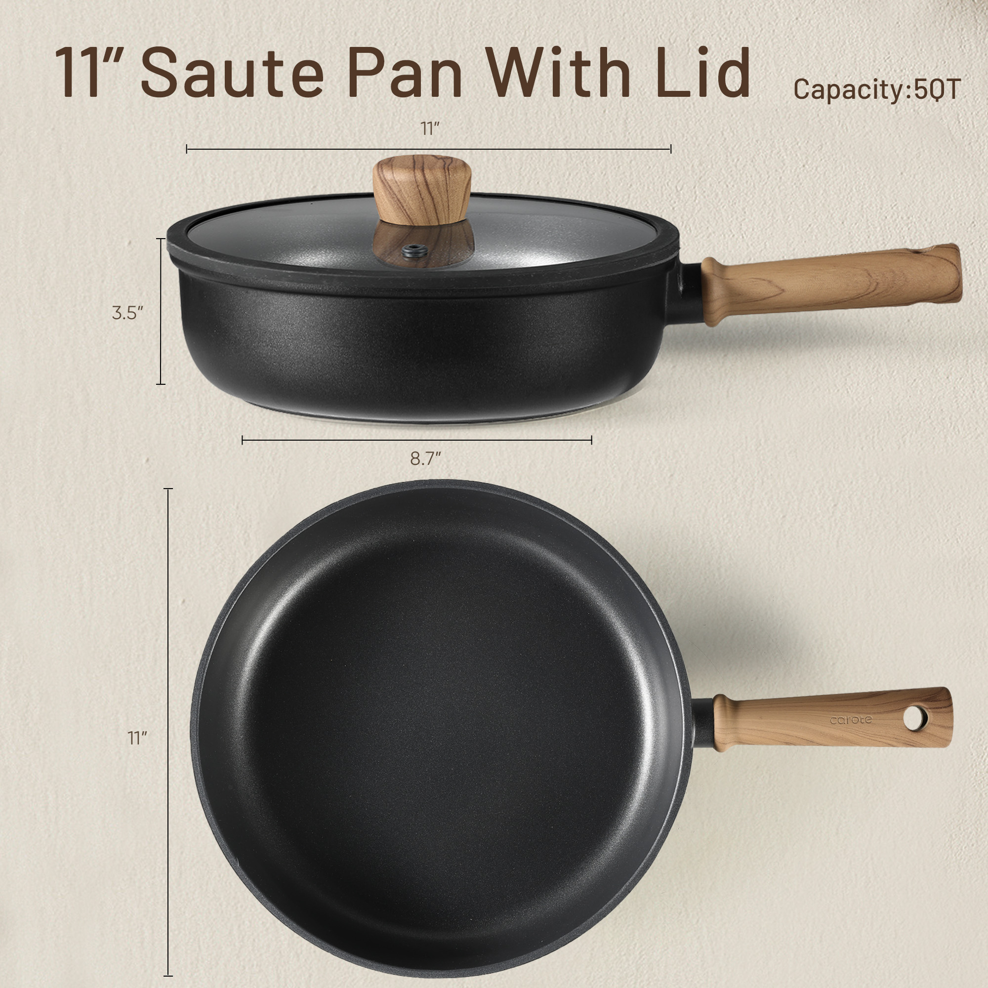 Carote 11-Inch Non-Stick Deep Frying Pan with Glass Lid photo 2