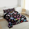 thumbnail image 3 of Manfei Cartoon Girls Music Bedding Comforter Set,Musical Instruments Guitar Twin Comforter Sets,3D Heart Diamond Print Bedding Set For Kids Girl,Breathable Home Decor Reversible,2pcs, 3 of 8