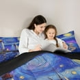 thumbnail image 5 of Feelyou Ocean Sailboat Nautical Queen Comforter Set, Mystic Galaxy Moon Bedding Sets, Vintage Oil Printing Reversible Bedding Comforter Set, Microfiber Bedroom Decor, 3-Piece, 5 of 8