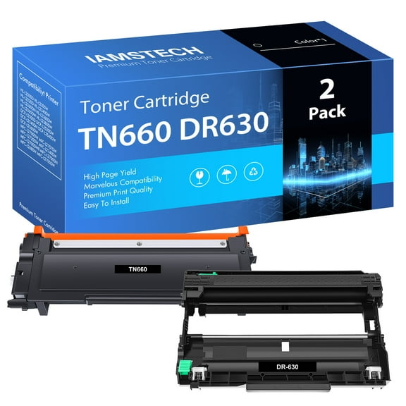 TN-660 Toner Cartridge & DR-630 Drum Unit Replacement for Brother TN660 TN630 DR630 High Yield to use with HL-L2380DW HL-L2300D HL-L2340DW MFC-L2680W MFC-L2740DW Printer (Black, 3 Pack)