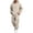 Beige, variant on Mens 2 Piece Sweatsuits Quarter Zipper Drawstring Hooded Pullover Tops Wide Leg Elastic Waist Jogger Solid Color Fashion Comfy Suits White M