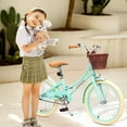 thumbnail image 3 of ACEGER 20 Inch Girls Bike with Basket and Kickstand for Ages 7-13, Green, 3 of 7