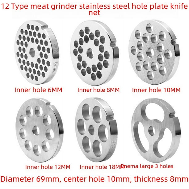 Accesorios para salchichas, picadora de carne tipo 12, cuchilla de red, placa de orificio de acero inoxidable, máquina de llenado de salchichas comercial de escritorio, boca de salchicha,