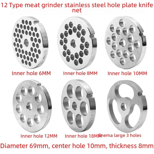 Accesorios para salchichas y picadora de carne de 12 tipos, cuchilla de red, placa de orificio de acero inoxidable, máquina de llenado de salchichas comercial de escritorio, boca de salchicha,