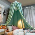 thumbnail image 3 of Lovvi Dosel de cama para niñas, volantes de ensueño para colgar en el techo, dosel de princesa, decoración de dormitorio, dosel suave, red de lectura, dosel extra grande para cama tamaño queen - verde, 3 of 4
