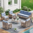 thumbnail image 2 of UDPATIO Patio Conversation Set, Rattan Wicker Furniture, 6 Piece Outdoor Sectional Set with Coffee Table & All-Weather Wicker, Navy Blue, 2 of 9