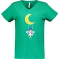 thumbnail image 3 of Inktastic Cute Fairy, Fairy On The Moon, Fairy On A Swing Women's V-Neck T-Shirt, 3 of 5