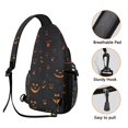 thumbnail image 3 of Sling Backpack,Halloween Glowing Pumpkins Pattern Sling Bag with Water Bottle Holder,Waterproof Sling Bag for Men/Women with Headphone Jack for Hiking,Travel, 3 of 6