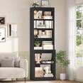 thumbnail image 3 of Hiphuta 73 in Tall 6-Tier Bookcase, 22" Wide Bookcase with Adjustable Shelf, Modern Minimalist Bookshelf for Home Office, Living Room, Black, 3 of 7