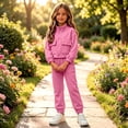 thumbnail image 6 of WAVSUF Girls Sweatshirt Outfits Long Sleeve Jacket and Jogger Sweatpants with Pockets Fall Casual Warm Sets 2 Piece Pink 7-8, 6 of 8
