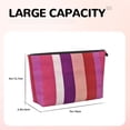 thumbnail image 3 of Leather Travel Bag Wash Bag Makeup Bag Storage Bag 7×5×2.4in For Daily Carrying And Short Trip Purplish Red Stripe_82927_3, 3 of 8