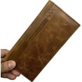 thumbnail image 5 of Genuine Leather Checkbook Cover For Men & Women Checkbook Holder Wallet RFID Blocking USA Series Tan, 5 of 6