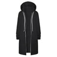 thumbnail image 6 of Usmixi Winter Sweatshirt Coat for Women Long Coat for Women Open Front Zipper Plus Size Hooded Sweater Outerwear Casual Solid Long Sleeve Fleece Overcoat Sweatshirt Coat, 6 of 7