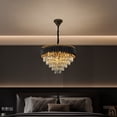 thumbnail image 7 of Modern Crystal Chandeliers 5 Tiers Black and Gold Pendant Light Fixtures, 10 Lights Black Modern Chandeliers for Living Room Dining Room Bedroom Kitchen, 7 of 7