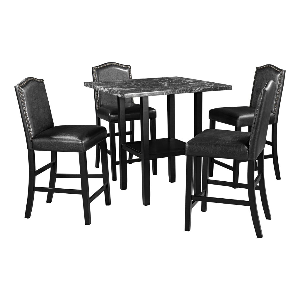 5 Pieces Dining Set,with Matching Chairs and Bottom Shelf,for Dining