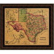 Schonberg's Map of Texas | Framed Historic Texas Map | 15L X 17W" Inches