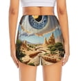 thumbnail image 2 of Lsque Surreal Desert Eye Landscape Printed Women's Running Shorts with Liner Pockets,Elastic Quick Dry Workout Athletic Gym Yoga Shorts,Womens High Waist Shorts-Medium, 2 of 9