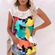 thumbnail image 2 of Camiseta sin mangas de encaje con estampado de mujer Camiseta sin mangas de empalme de cuello redondo Camiseta ligera y cómoda delgada OAVQHLG3B Store lin121212, 2 of 5
