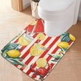 thumbnail image 2 of Yayeee Bath Rugs for Bathroom Floor Set of 2 Non Slip Fluffy Soft Absorbent Mat, White Striped Lemon, 2 of 7