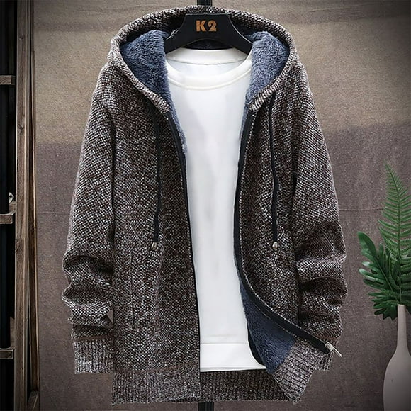 Jackets for Men, Men's Fashion Casual Solid Color Zipper Pockets Long Sleeve Hooded Casual Outwear Coat, Holiday Gifts, XXL