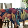 thumbnail image 5 of Yayeee Tablecloths 54" x 54" Rectangle Wrinkle Resistant Party Table Cover, Blue Vibrant Leaves Pattern, 5 of 8