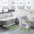 thumbnail image 6 of Pastoral Plant Bathroom Rugs Set Blue Leaf Branch Yellow Background Non Slip Absorbent Soft Bath Mats 3 Piece Set with Bathroom Rug, U-Shaped Floor Mat, Toilet Seat Cover Large Size, 6 of 9